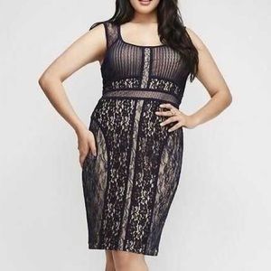 Lane Bryant Navy Lace semi Formal Dress #D130